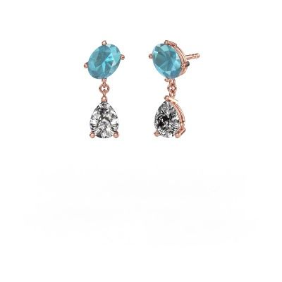 Earrings Toi et Moi OVL-PER 585 rose gold blue topaz 8x6 mm