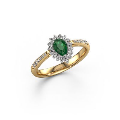 Engagement ring Tilly per 2 585 gold emerald 6x4 mm