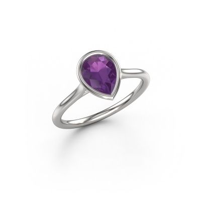 Engagement ring Lavon Per 950 platinum amethyst 8x6 mm
