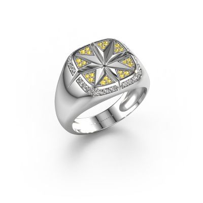 Men's ring Ravi 585 white gold yellow sapphire 1 mm
