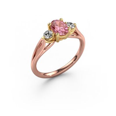 Engagement ring Amie OVL 585 rose gold pink lab grown diamond 7x5 mm