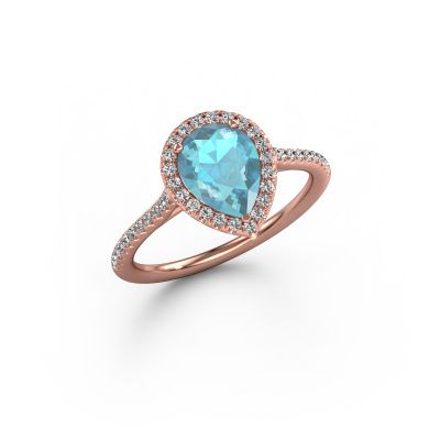 Verlobungsring Seline per 2 585 Roségold Blau Topas 8x6 mm
