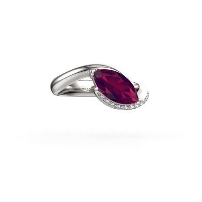 Engagement ring Aida MRQ side 585 white gold rhodolite 11x5.5 mm