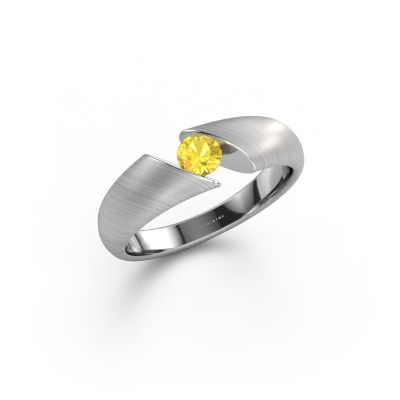 Bague de fiançailles Hojalien 1 585 or blanc saphir jaune 4 mm