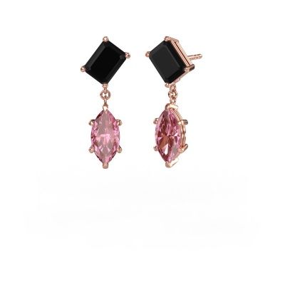 Pendants d'oreilles Toi et Moi EME MRQ 585 or rose diamant noir 4.20 crt