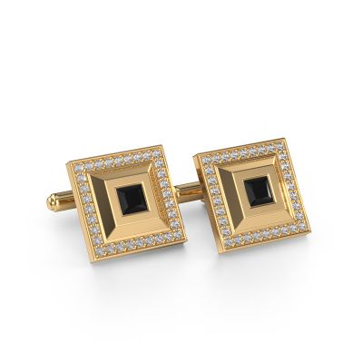 Boutons de manchettes Joris 585 or jaune diamant noir 1.62 crt