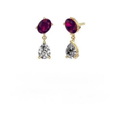 Earrings Toi et Moi OVL-PER 585 gold rhodolite 8x6 mm