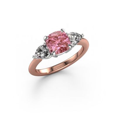 Engagement ring Chanou CUS 585 rose gold pink lab grown diamond 7 mm