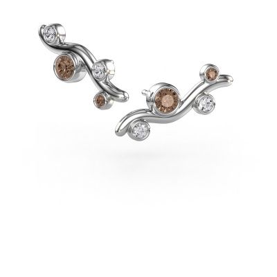 Clous d'oreilles Jin 585 or blanc diamant brun 0.78 crt