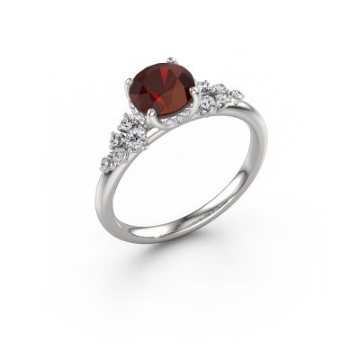 Engagement ring Emma RND 585 white gold garnet 6.5 mm