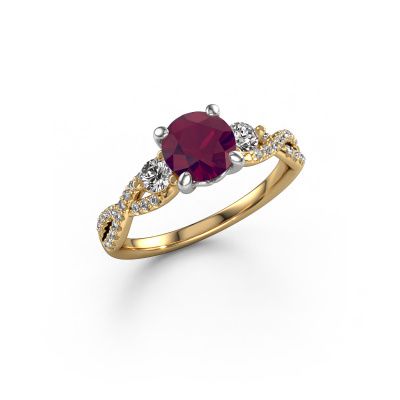 Bague de fiançailles Marilou RND 585 or jaune rhodolite 6.5 mm