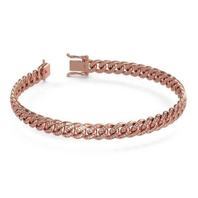 Cuban link armband ±8 mm rosé goud diamant
