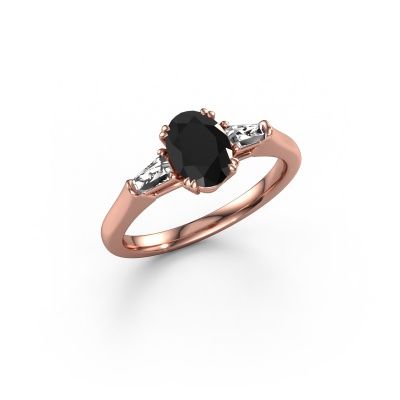 Verlobungsring Indy OVL 585 Roségold Schwarz Diamant 1.820 crt