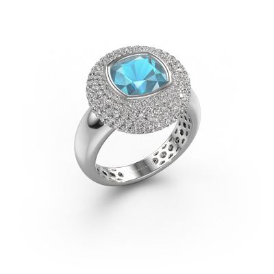 Ring Keshia 950 platinum blue topaz 8 mm