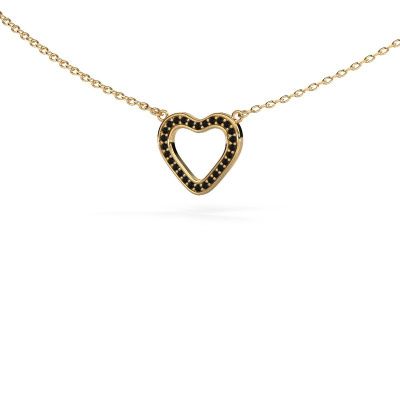 Pendant Heart 3 585 gold black diamond 0.084 crt