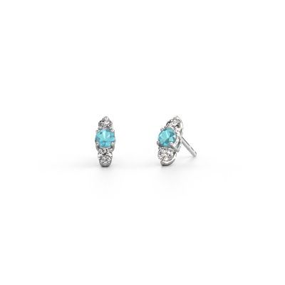 Boucles d'oreilles Amie 950 platine topaze bleue 4 mm