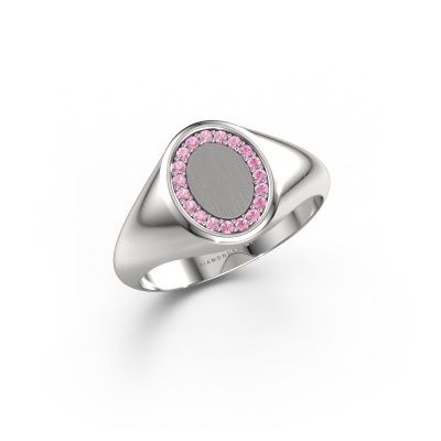 Siegelring Rosy Oval 1 585 Weißgold Pink Saphir 1.2 mm