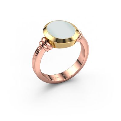 Zegelring Jake 2 585 rosé goud groene lagensteen 12x10 mm