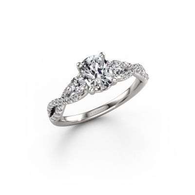 Bague de fiançailles Marilou CSH 585 or blanc diamant synthétique 1.770 crt