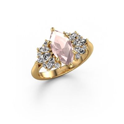 Engagement ring Jaimie 585 gold morganite champagne 12x6 mm