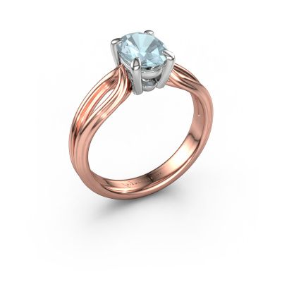 Engagement ring Antonia ovl 1 585 rose gold aquamarine 8x6 mm