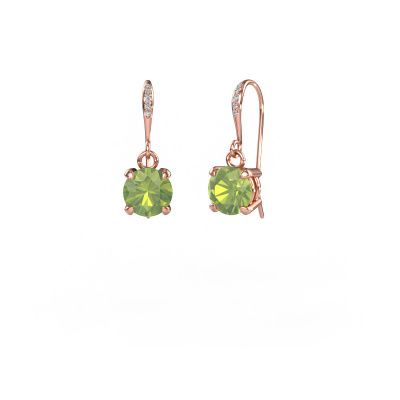 Drop earrings Laurie RND 2 585 rose gold peridot 5.7 mm