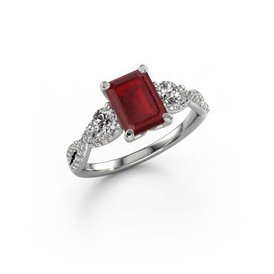 Engagement ring Marilou EME 950 platinum ruby 8x6 mm