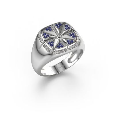 Men's ring Ravi 585 white gold sapphire 1 mm