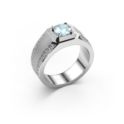 Herrenring Maarten 950 Platin Aquamarin 6.5 mm