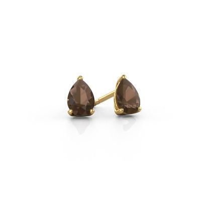 Stud earrings Sam PER 585 gold smokey quartz 7x5 mm