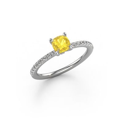 Engagement ring Crystal CUS 2 585 white gold yellow sapphire 5 mm