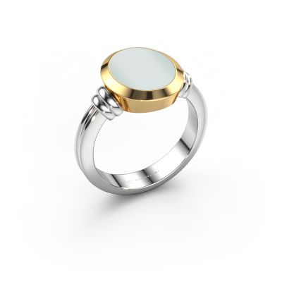 Signet ring Jake 2 585 white gold green sardonyx 12x10 mm