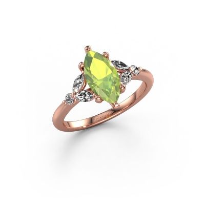 Engagement ring Megan MRQ 585 rose gold peridot 11x5.5 mm