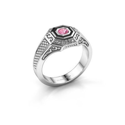 Heren ring Dion 585 witgoud roze saffier 4 mm