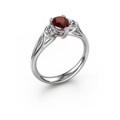 Engagement ring Amie per 950 platinum garnet 7x5 mm