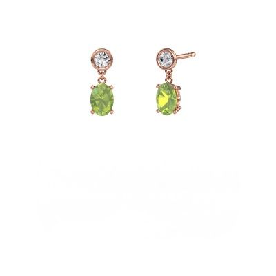 Drop earrings Lacey OVL 585 rose gold peridot 7x5 mm