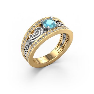 Bague de fiançailles Julliana 585 or jaune topaze bleue 5 mm