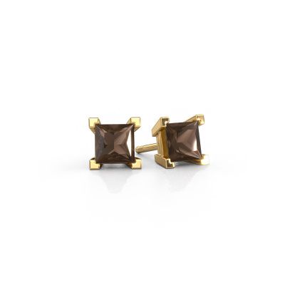 Stud earrings Ariane 585 gold smokey quartz 5 mm