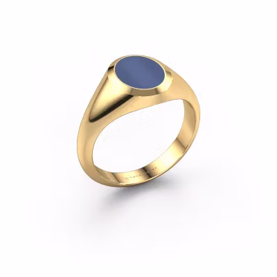 Pinky Ring Herman 1 585 Gold Blau Lagenstein 10x8 mm
