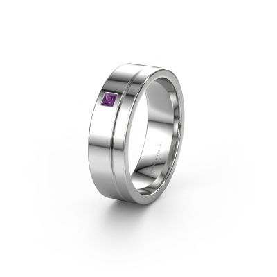 Wedding ring WH0301L16APSQ 585 white gold amethyst ±0.24x0.07 in