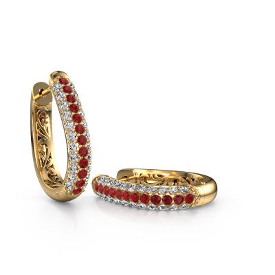 Hoop earrings Danika 12.5 A 585 gold ruby 1.7 mm
