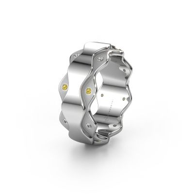 Wedding ring WH2033L 585 white gold yellow sapphire ±0.28x0.09in