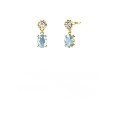 Pendants d'oreilles Lacey OVL 585 or jaune aigue-marine 7x5 mm
