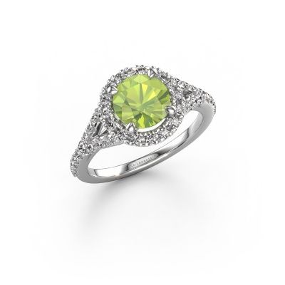 Engagement ring Kimber RND 950 platinum peridot 7 mm