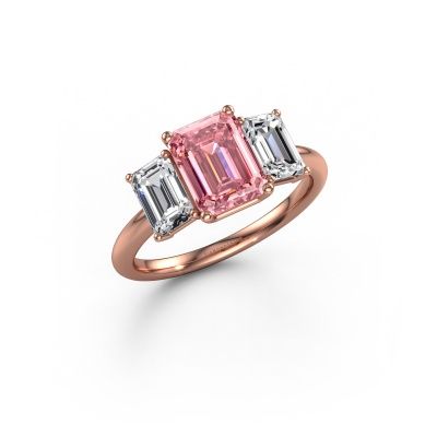 Engagement ring Sandra 585 rose gold pink lab grown diamond 8x6 mm
