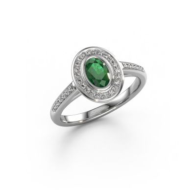 Engagement ring Noud 2 OVL 585 white gold emerald 6x4 mm