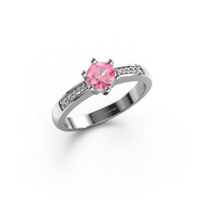 Engagement ring Luna 2 585 white gold pink sapphire 5 mm