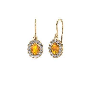 Drop earrings Jorinda 1 585 gold citrin 7x5 mm