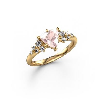 Engagement ring Royce TRI 585 gold morganite champagne 7 mm