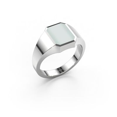Pinky ring Lars 1 585 white gold green sardonyx 10x8 mm
